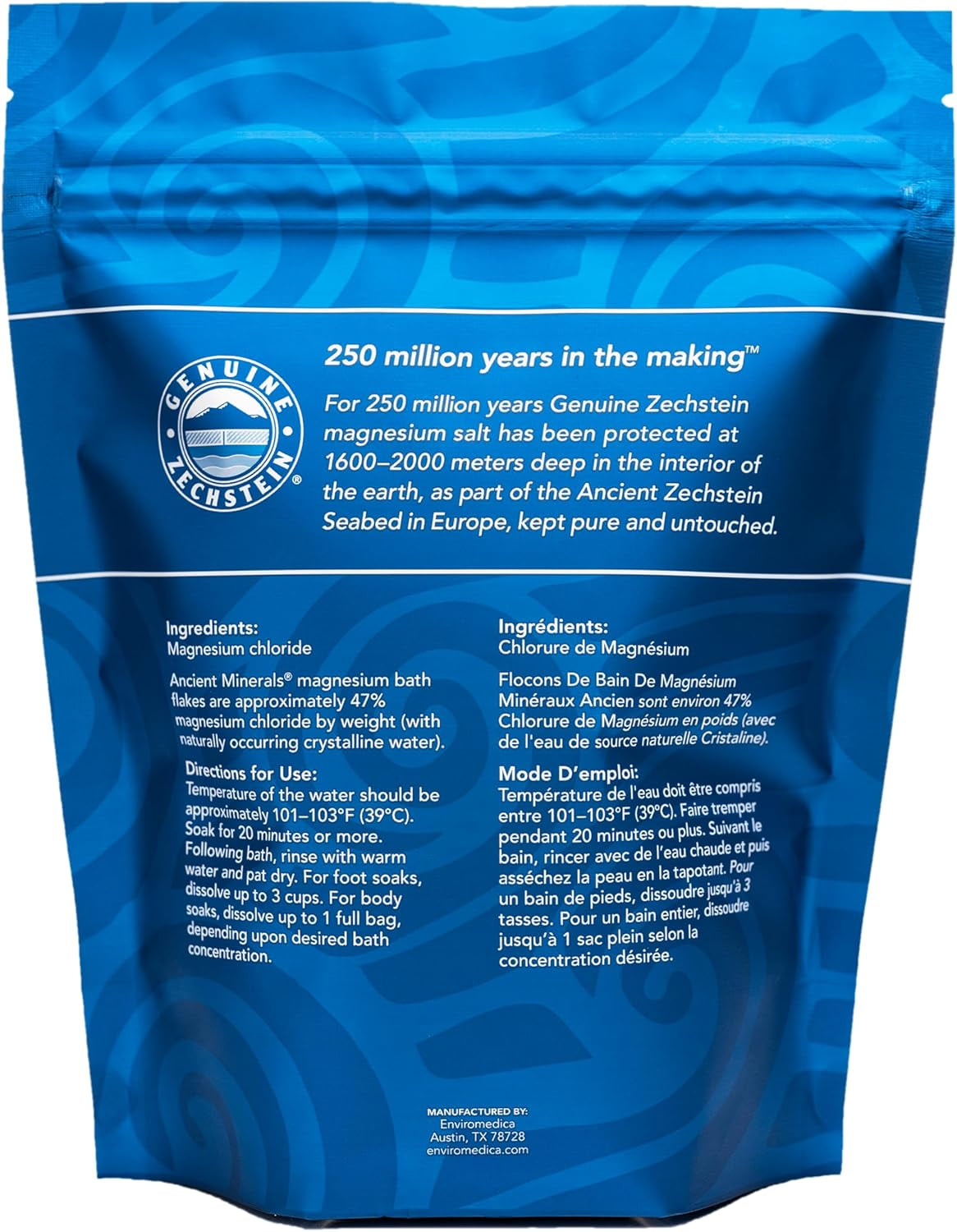 Magnesium Bath Flakes, Epsom Salt Alternative, 1.65Lb | Pure Zechstein Magnesium Chloride Flakes for Soaking & Whole-Body Replenishment. 1.65 Lb Resealable Bag.
