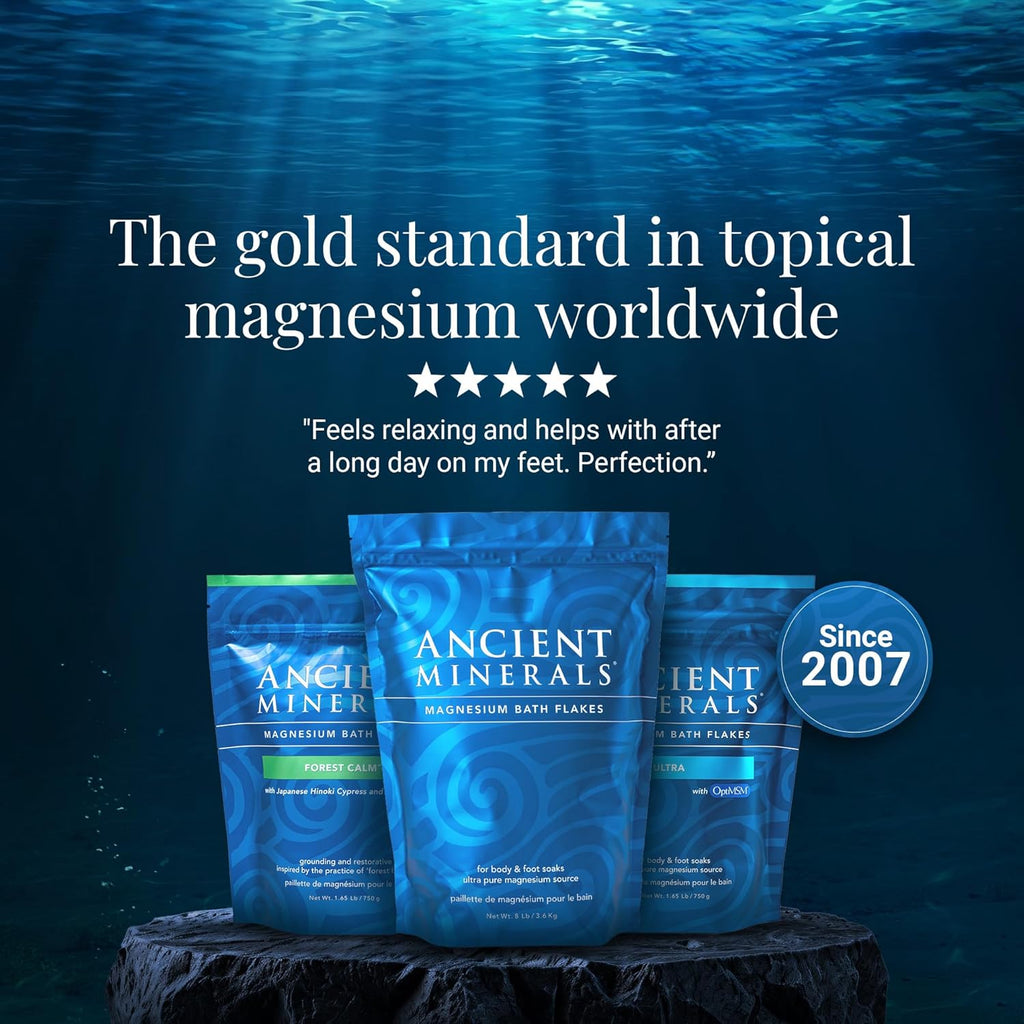 Magnesium Bath Flakes, Epsom Salt Alternative, 1.65Lb | Pure Zechstein Magnesium Chloride Flakes for Soaking & Whole-Body Replenishment. 1.65 Lb Resealable Bag.