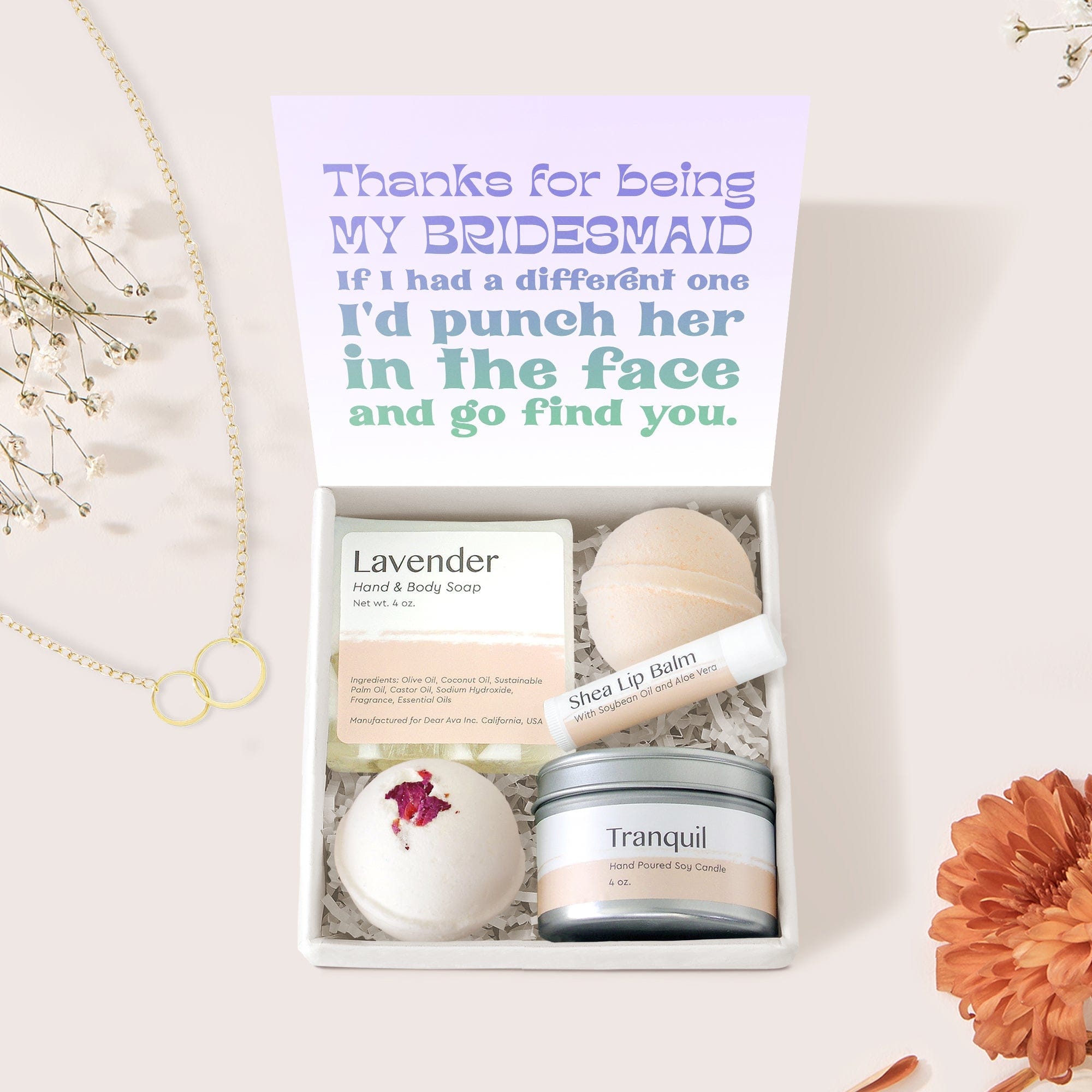 Bridesmaids Double Circle Necklace Spa Gift Box